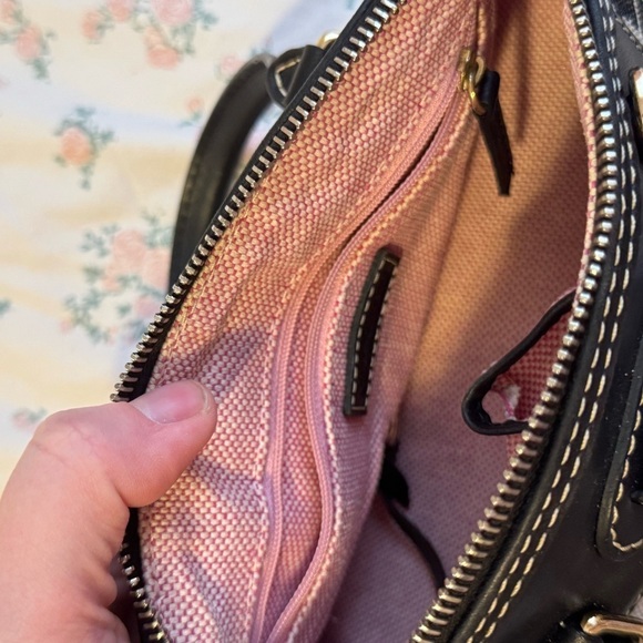 LIKE 🆕 Dooney & Bourke Black White Checker Canvas Leather Satchel Bag - Picture 5 of 5